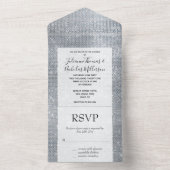 Silver Glam Sparkle All In One Einladung (Innen Boden)