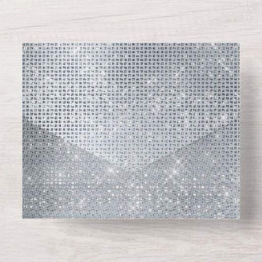 Silver Glam Sparkle All In One Einladung (Rückseite)