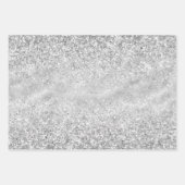 Silver Glam Sparkle Confetti Glitzer Geschenkpapier Set (Vorderseite 2)