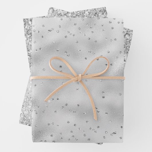 Silver Glam Sparkle Confetti Glitzer Geschenkpapier Set (Beispiel)