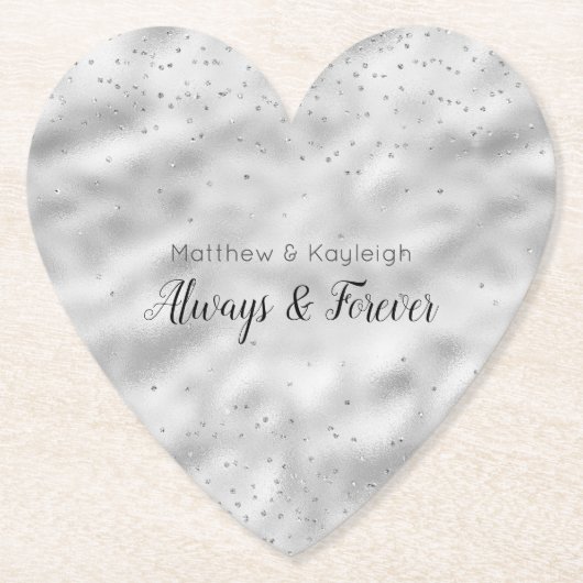 Silver Glam Sparkle Confetti Untersetzer (Vorderseite)