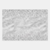 Silver Glam Sparkle Glitzer Geschenkpapier Set (Vorderseite 3)
