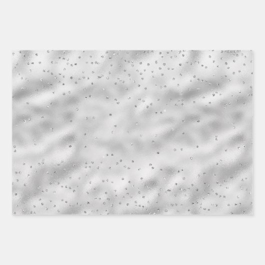 Silver Glam Sparkle Glitzer Geschenkpapier Set (Vorderseite)