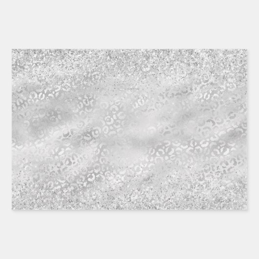 Silver Glam Sparkle Glitzer Geschenkpapier Set (Vorderseite 3)