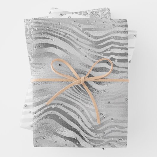 Silver Glam Sparkle Glitzer Geschenkpapier Set (Beispiel)