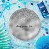 Silver Glam Sparkle Pappteller (Party)