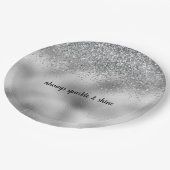 Silver Glam Sparkle Pappteller (Schrägansicht)