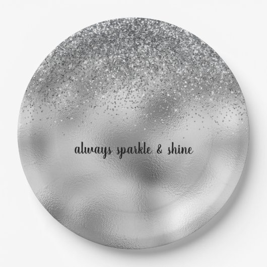 Silver Glam Sparkle Pappteller (Vorderseite)