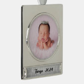 Silver Glam Texture Personalisiert Banner-Ornament Silber (Rechts)