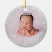 Silver Glam Texture Personalisiert Keramik Ornament (Hinten)