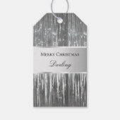 Silver Glam Tinsel Stripes Geschenkanhänger (Vorderseite)