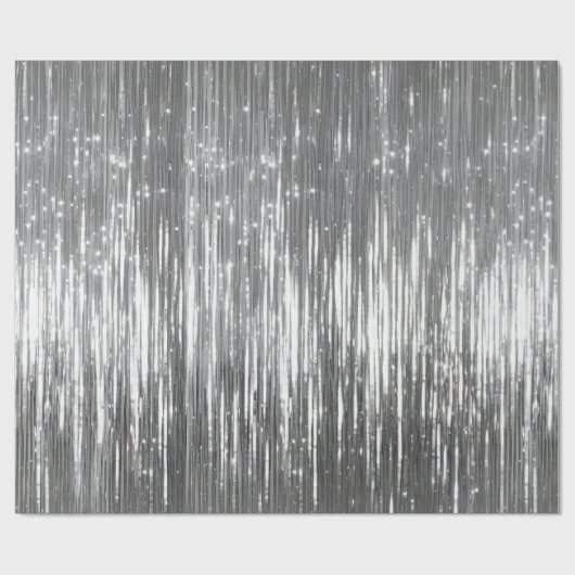 Silver Glam Tinsel Stripes Geschenkpapier (Flach)