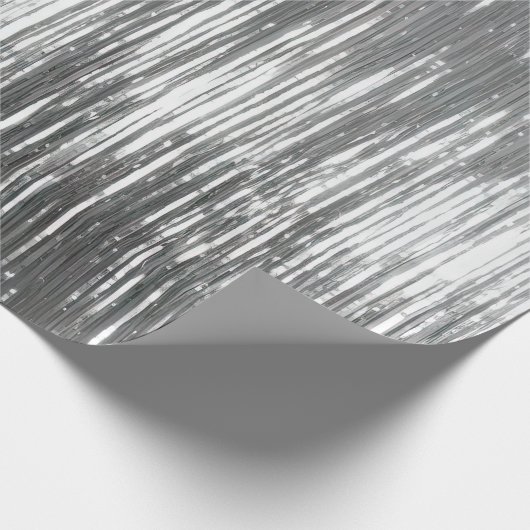 Silver Glam Tinsel Stripes Geschenkpapier (Ecke)
