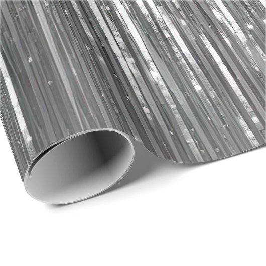 Silver Glam Tinsel Stripes Geschenkpapier (Rolleneckpunkt)