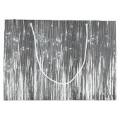 Silver Glam Tinsel Stripes Große Geschenktüte (Rückseite)