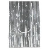 Silver Glam Tinsel Stripes Mittlere Geschenktüte (Rückseite)