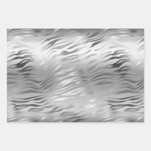 Silver Glam und Animal Print Geschenkpapier Set (Vorderseite 2)