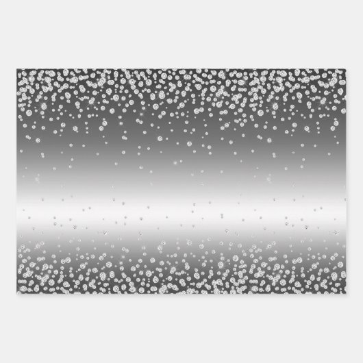 Silver Glam und Animal Print Geschenkpapier Set (Vorderseite)