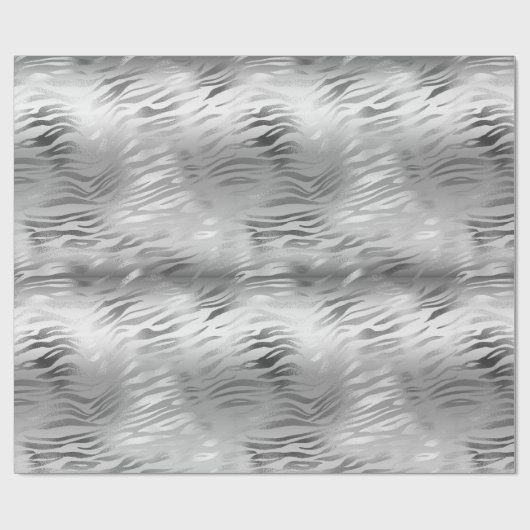 Silver Glam Zebra Animal Print Geschenkpapier (Flach)