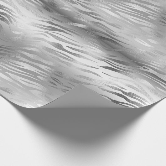 Silver Glam Zebra Animal Print Geschenkpapier (Ecke)