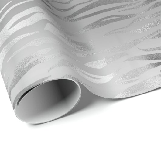 Silver Glam Zebra Animal Print Geschenkpapier (Rolleneckpunkt)
