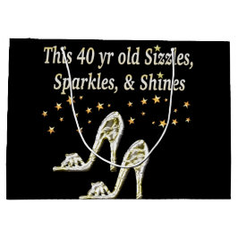 SILVER GLAMOROUS 40. GEBURTSTAG-DESIGN GROßE GESCHENKTÜTE