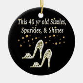 SILVER GLAMOROUS 40. GEBURTSTAG-DESIGN KERAMIKORNAMENT (Vorne)