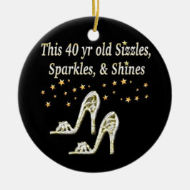 SILVER GLAMOROUS 40. GEBURTSTAG-DESIGN KERAMIKORNAMENT