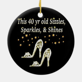 SILVER GLAMOROUS 40. GEBURTSTAG-DESIGN KERAMIKORNAMENT