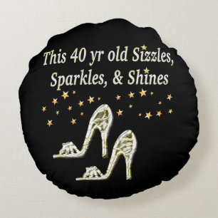 SILVER GLAMOROUS 40. GEBURTSTAG-DESIGN RUNDES KISSEN