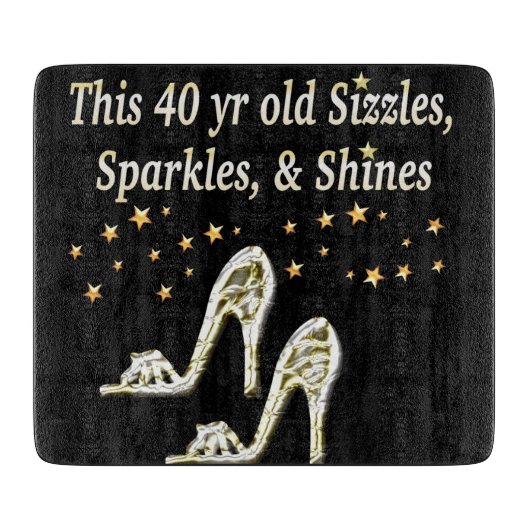 SILVER GLAMOROUS 40. GEBURTSTAG-DESIGN SCHNEIDEBRETT (Vorderseite)