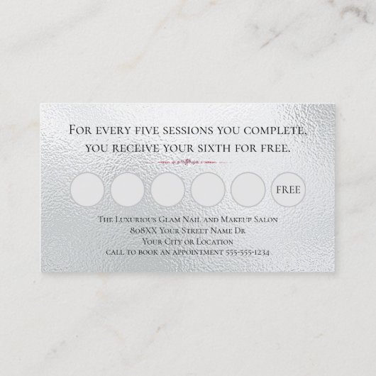 Silver Glamour Diamonds Pink Glitzer VIP Loyalty Visitenkarte (Rückseite)