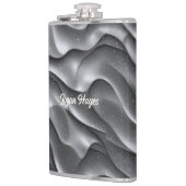 Silver Glamour Luxury Bling Metallic Waves Glitter Flachmann (Links)