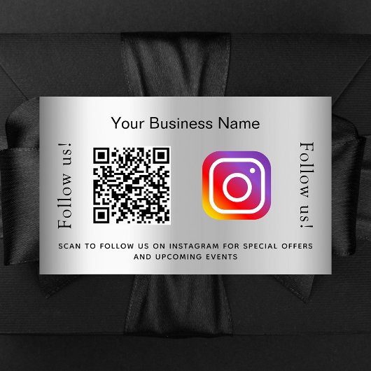 Silver glamouröse Business qr Codeinstagramm Rechteckiger Aufkleber