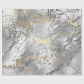 Silver Glass Gold Marmor Shiny Metallic Strokes Geschenkpapier (Flach)