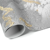Silver Glass Gold Marmor Shiny Metallic Strokes Geschenkpapier (Rolleneckpunkt)
