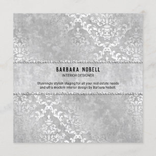 Silver Glimmer Damask Elegante Hochzeit Einladung