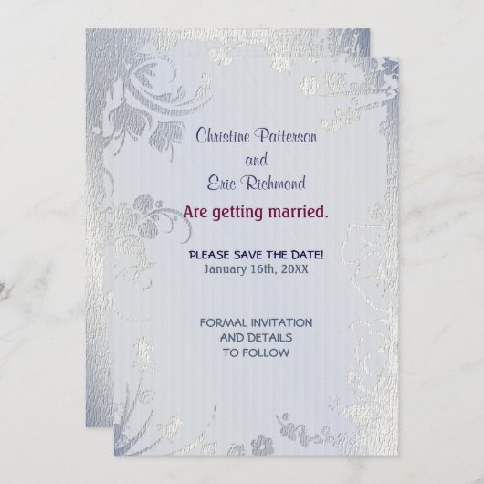 Silver Glimmer Einladung (Vorne/Hinten)