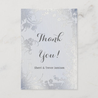Silver Glimmer Floral Jahrestag Vielen Dank Dankeskarte