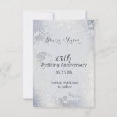 Silver Glimmer Floral Save the Date (Rückseite)