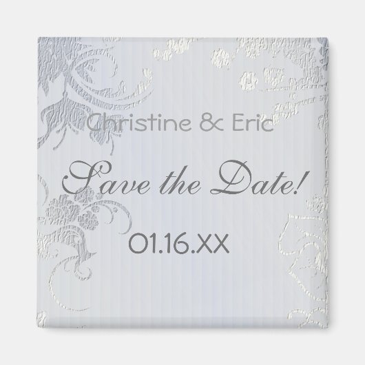 Silver Glimmer Save the Date Magnet (Vorne)
