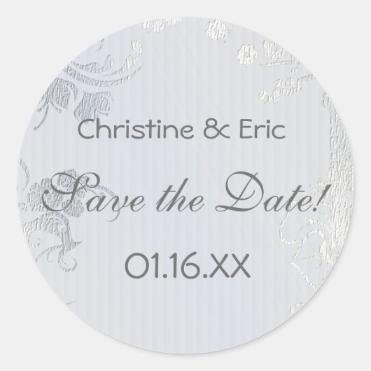 Silver Glimmer Save the Date Runder Aufkleber (Vorderseite)