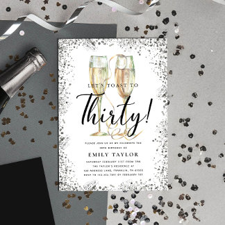 Silver Glitter 30th Birthday Party Einladung