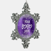 Silver Glitter Amethyst Faux Foil Business Logo Schneeflocken Zinn-Ornament (Links)
