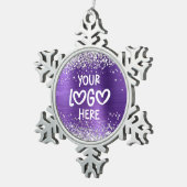 Silver Glitter Amethyst Faux Foil Business Logo Schneeflocken Zinn-Ornament (Rechts)