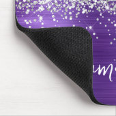 Silver Glitter Amethyst Glam Name Mousepad (Ecke)