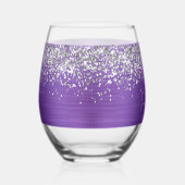 Silver Glitter Amethyst Glam Name Weinglas Ohne Stiel (Rechts)