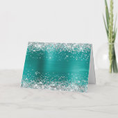 Silver Glitter Aqua Teal Foil Bridesmaid Dankeskarte (Rückseite)