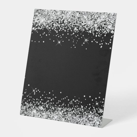 Silver Glitter Black Blank Sockelschild (Vorderseite)