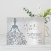 Silver Glitter Bokeh Ombre, Dress Dankeskarte (Stehend Vorderseite)